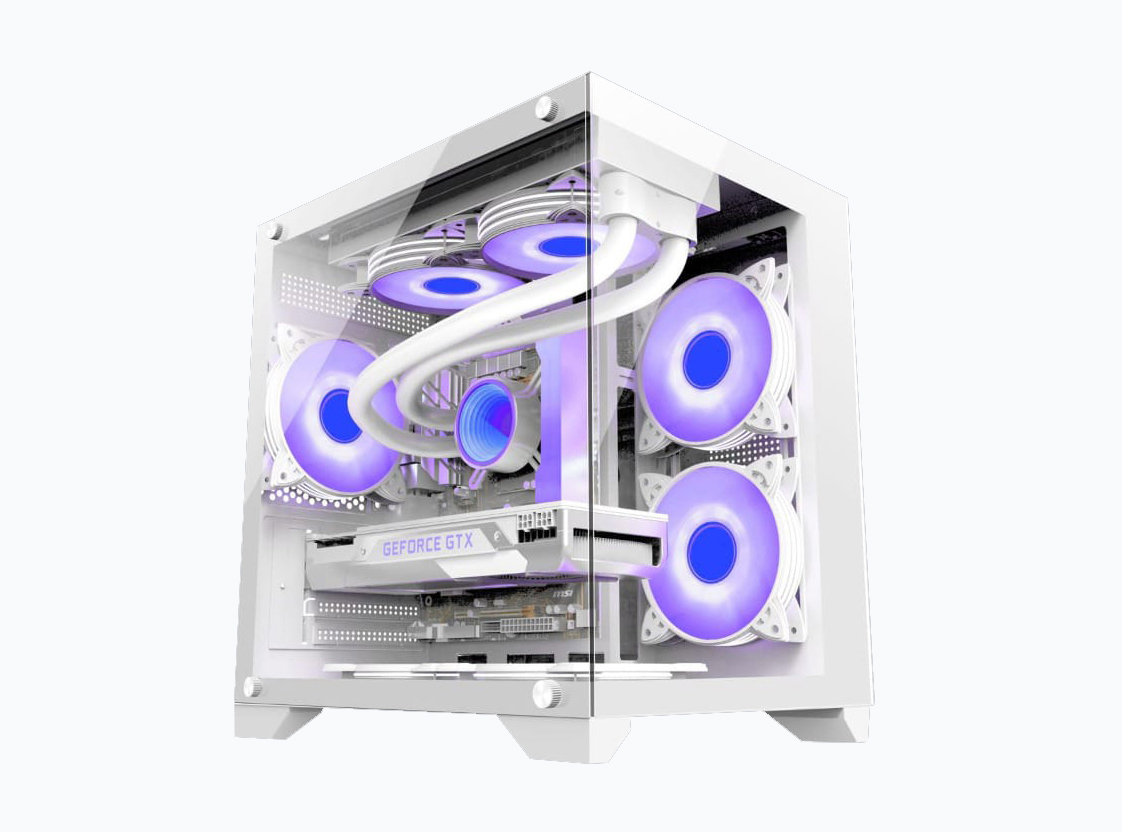 GIGASONIC GS270W Elite Viewflow RGB Gaming PC Casing with 5 RGB Fans & Dual Glass
